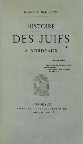 Histoire des Juifs à Bordeaux